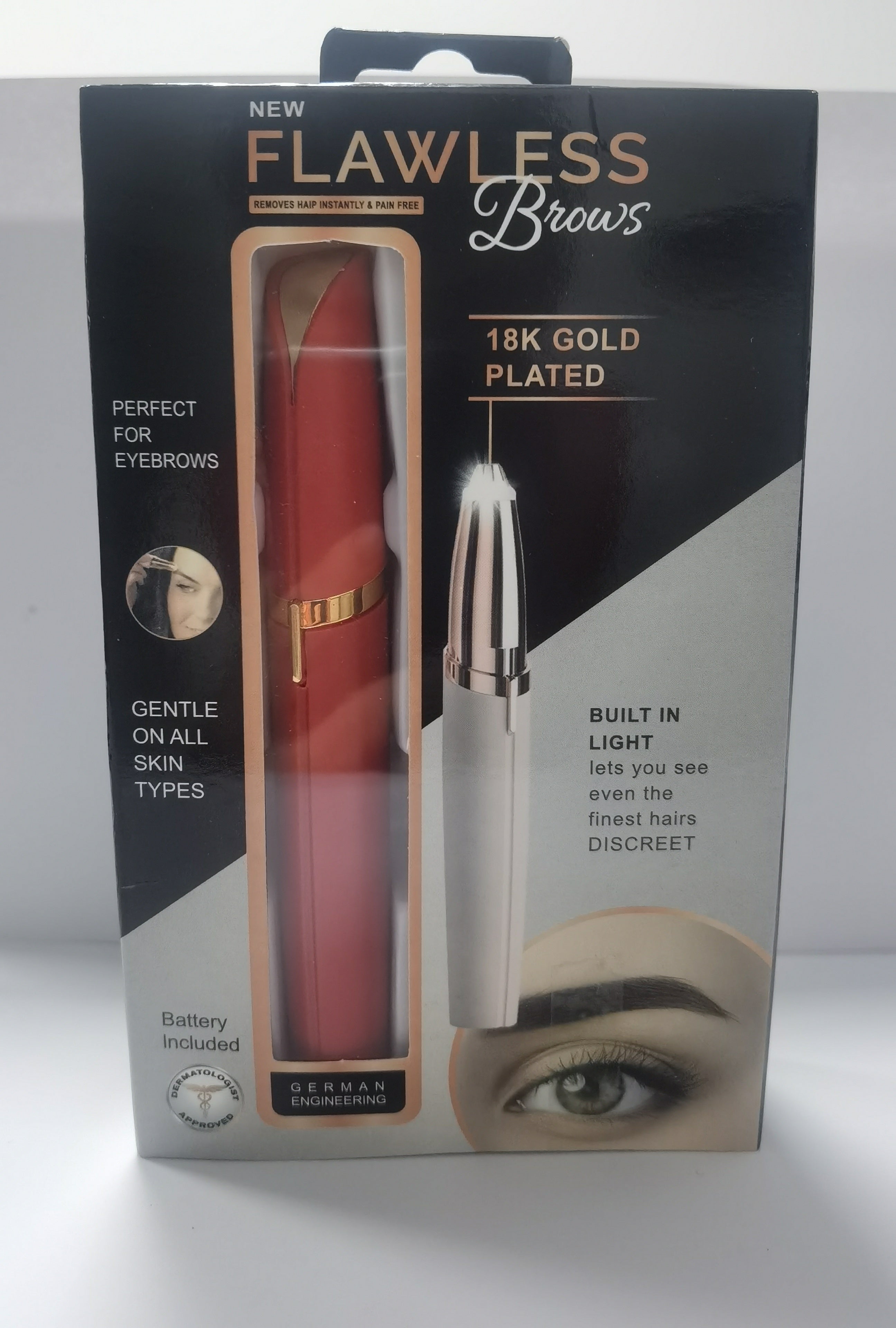 Depiladora eléctrica de cejas con luz LED – Indolora y portátil
